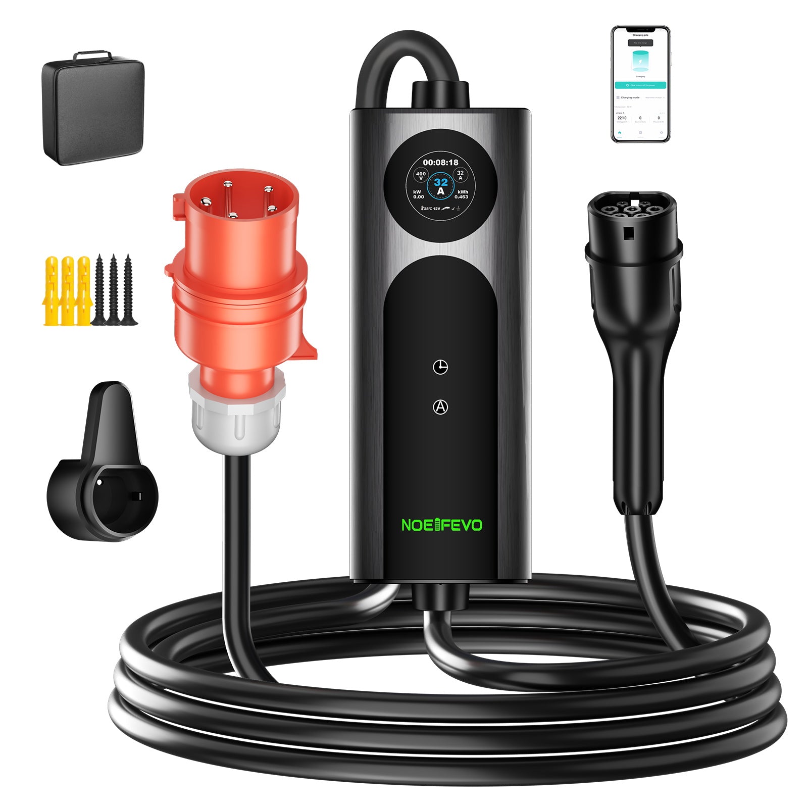 22KW 32A 3 Faza Skrzynka ścienna EV, Type 2 Szybka ładowarka dla pojazdów elektrycznych, CEE 32A