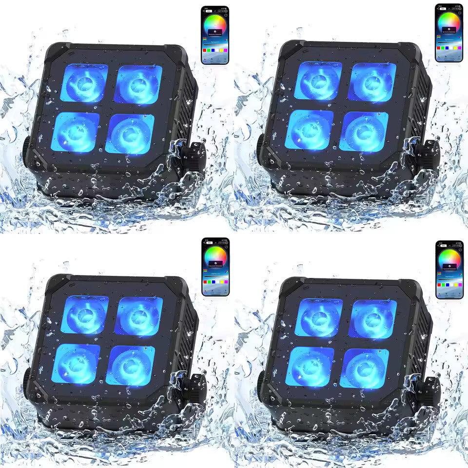 40W vanntett LED-PAR-lyskaster (4x10W RGBWA+UV) med innebygd batteri og DMX-styring for DJ-er og diskoteker