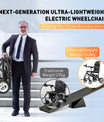 Elektrický invalidní vozík – 13.6kg, 300W motor, odnímatelný lithiumový akumulátor, elektromagnetická brzda, nosnost 100kg, lehký elektrický skládací vozík ideální pro cestování & každodenní použití
