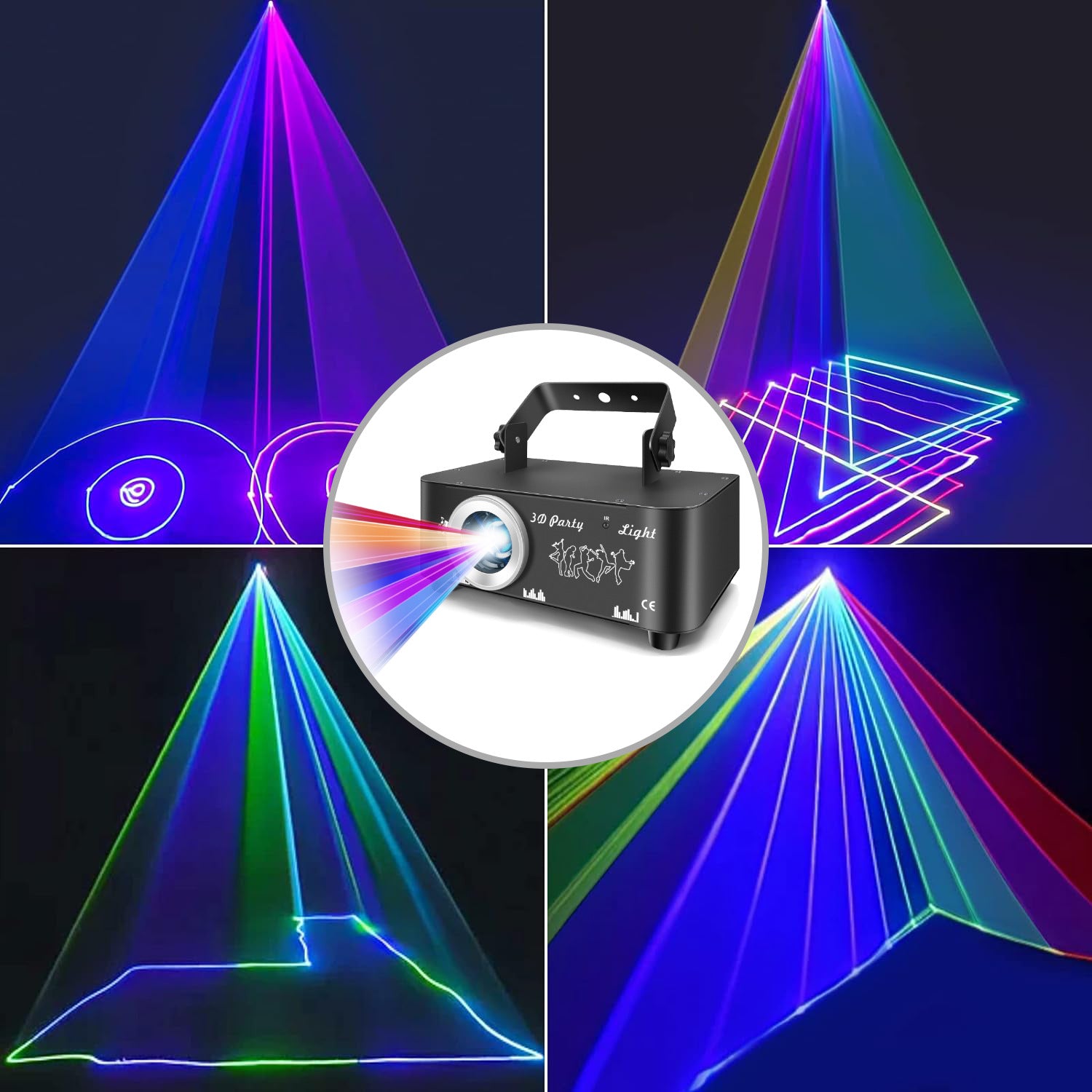 DJ-diskolys partylys, 3D RGB-animasjonsdiskolys med fjernkontroll, partilys med DMX, musikkstyrt beam-effekt scenelys for fest, festival, klubb, scene og show