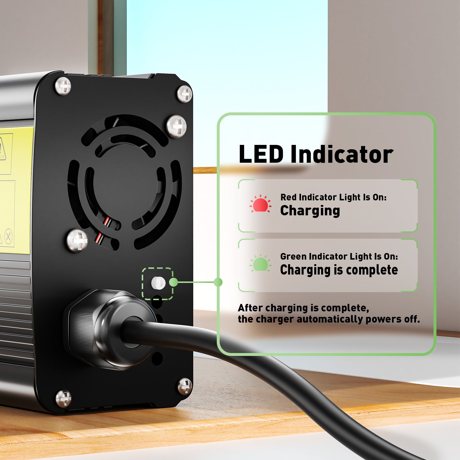 NOEIFEVO 87.6V 2.5A LiFePO4 batteriladdare för 72V 76.8V 24S LiFePO4 batteri, E-cykel skoter elektrisk enhet motorcykel laddare.