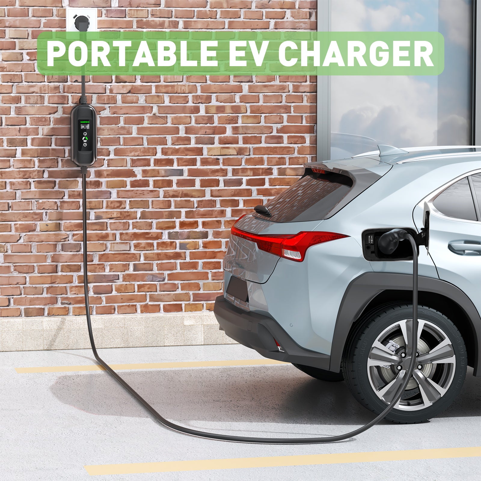 Noeifevo Bärbar typ 2/Typ 1 3.7KW 16A EV-laddare, 5m/10m/15m laddningskabel för mobilt fordon med Schuko