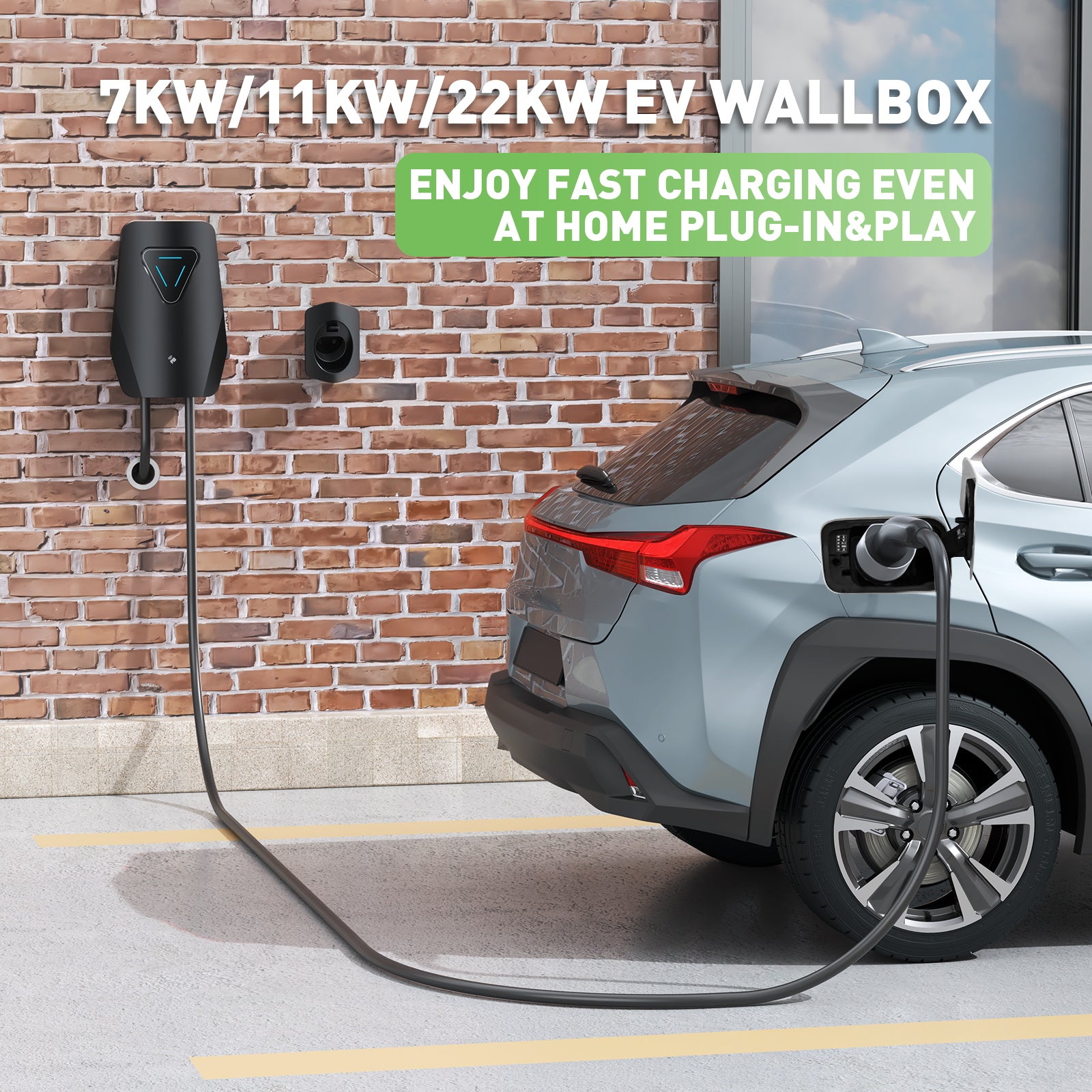 Noeifevo Q5 7KW 11KW 22KW EV Wallbox Latausasema, 5M Latauskaapeli vesitiivis