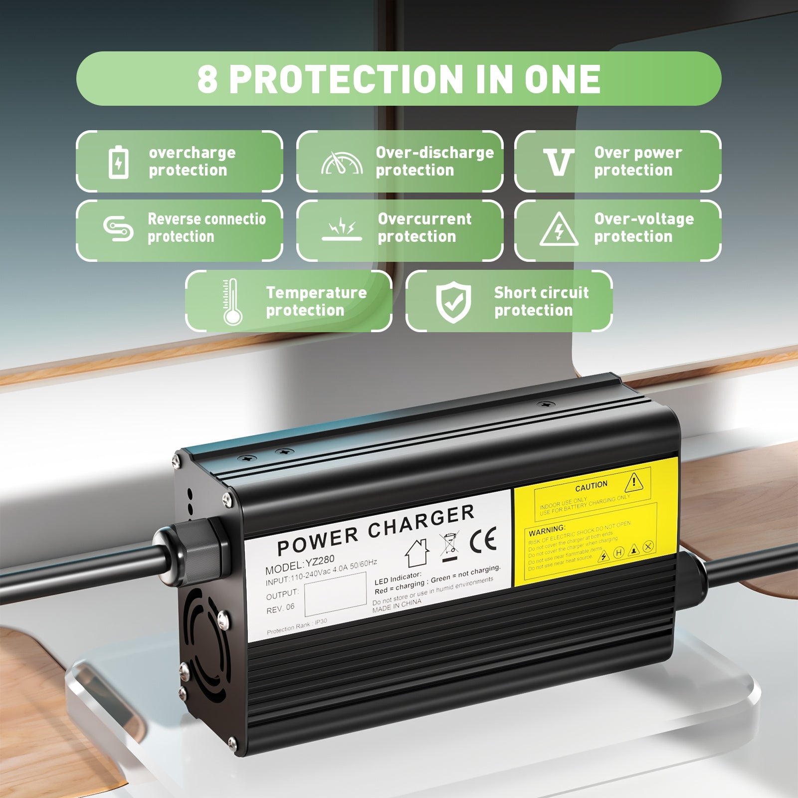 NOEIFEVO 87.6V 2.5A LiFePO4 batteriladdare för 72V 76.8V 24S LiFePO4 batteri, E-cykel skoter elektrisk enhet motorcykel laddare.