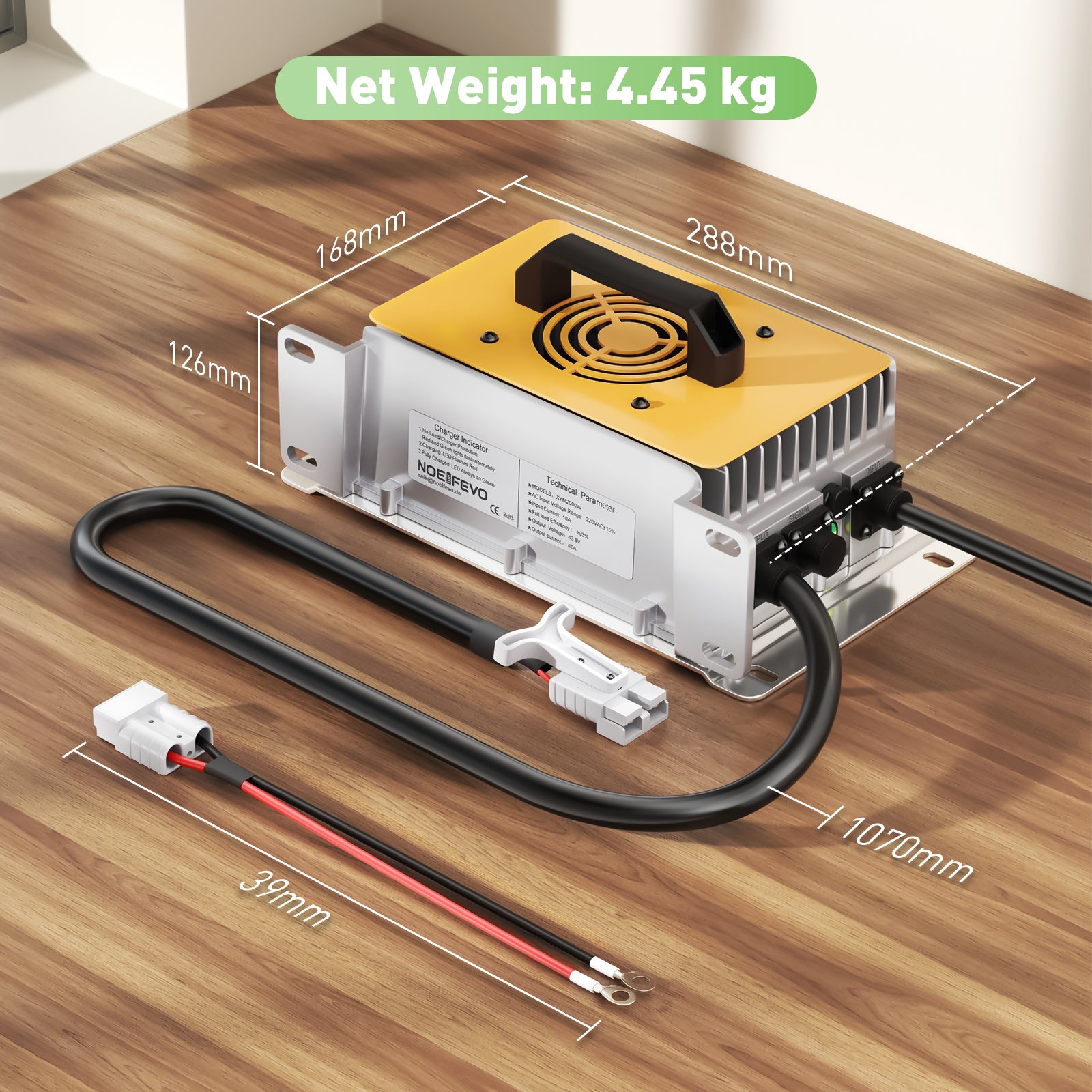 NOEIFEVO 43.8V 40A LiFePO4 batterioplader til 38.4V 36V 12S LiFePO4 batteri Vandtæt til golfbil RV-båd