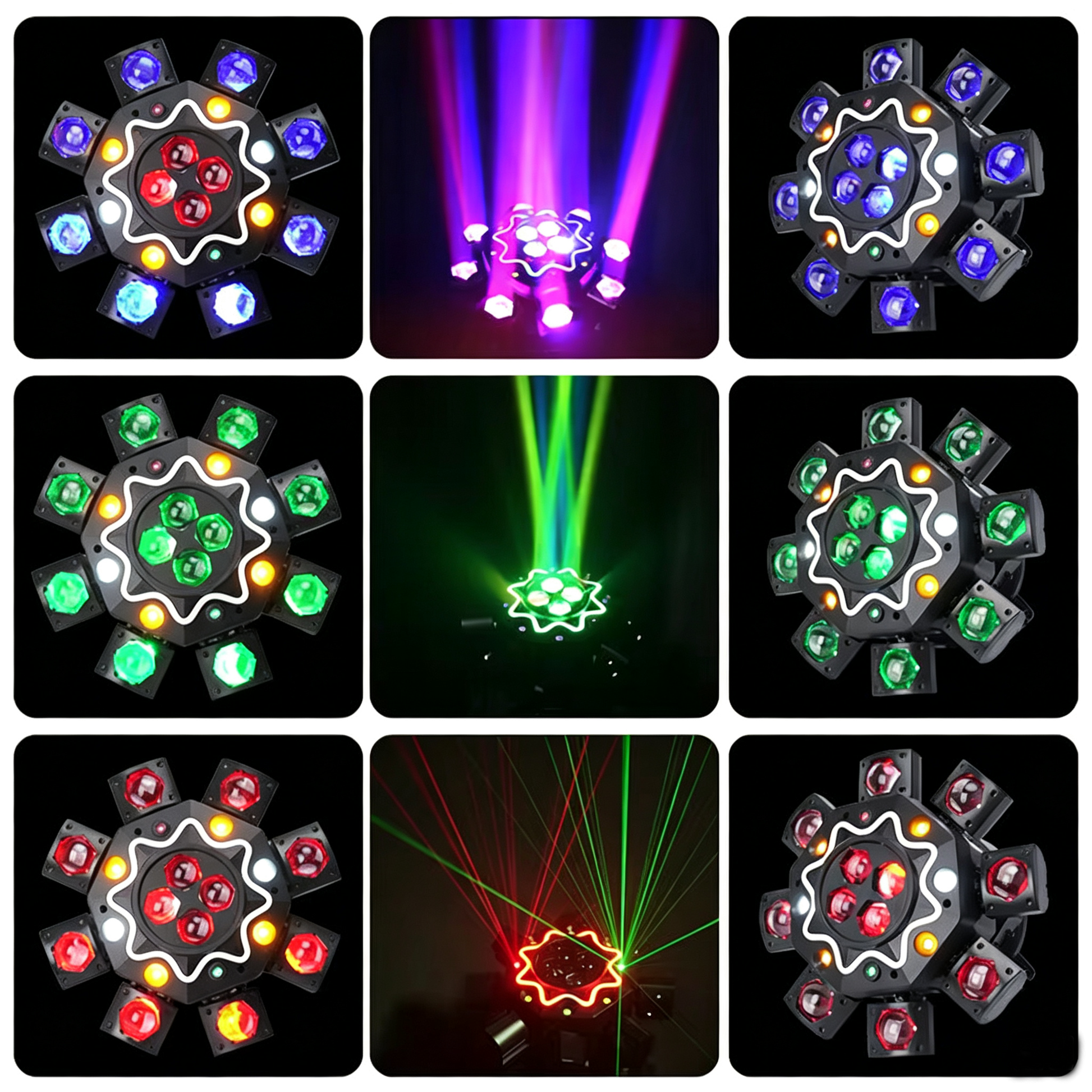 200W 8ramenné moving head světlo včelí oko, DJ pódiové osvětlení s podporou DMX512, RGBW 4 v 1 LED party světlo s dálkovým ovládáním pro svatby, bary, kluby a diskotéky