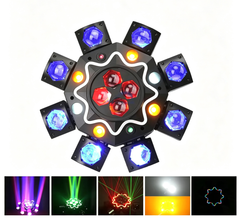 200W 8ramenné moving head světlo včelí oko, DJ pódiové osvětlení s podporou DMX512, RGBW 4 v 1 LED party světlo s dálkovým ovládáním pro svatby, bary, kluby a diskotéky