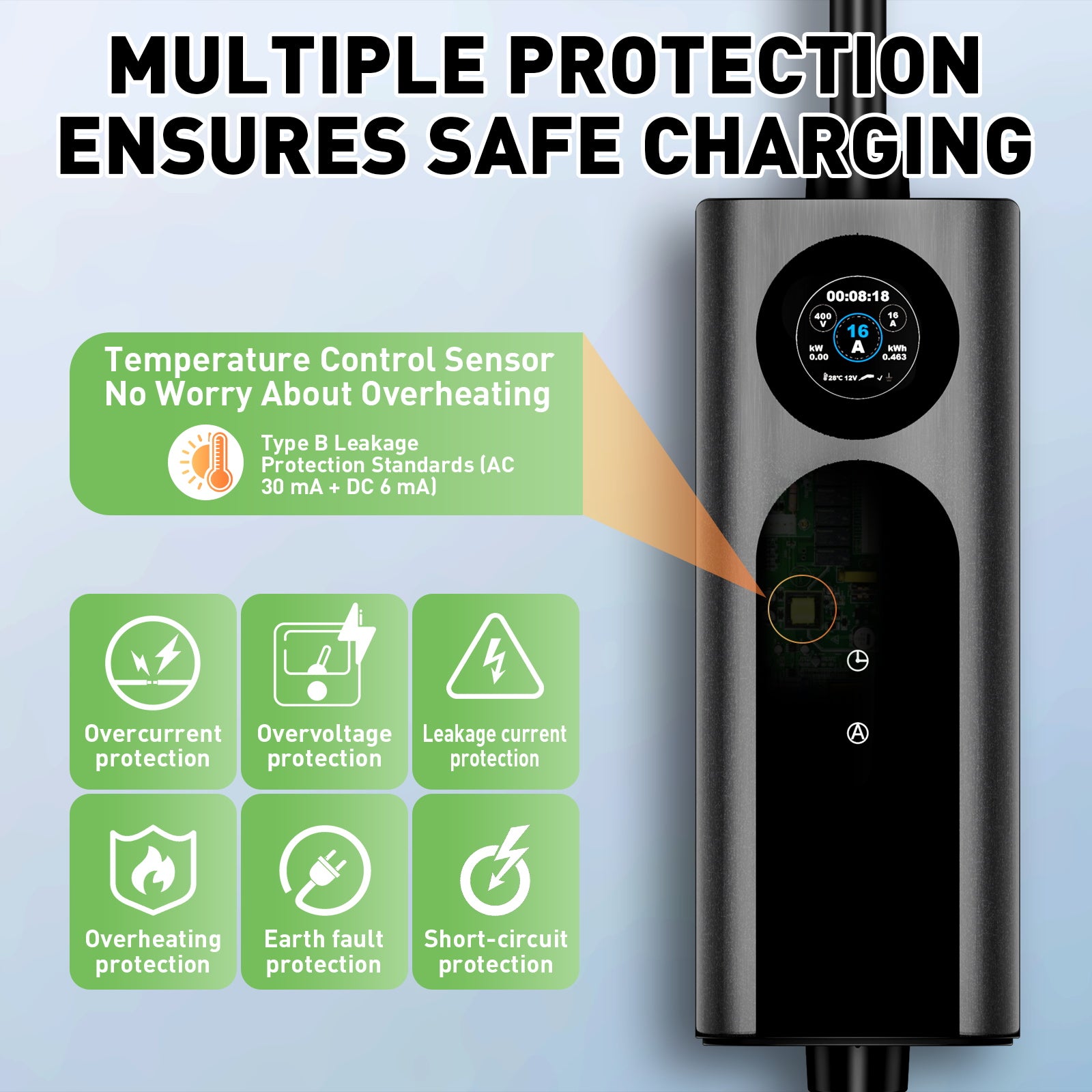 NOEIFEVO Mobilní wallbox 11kW s aplikací [5m/10m | 3fázová | 6–16 A], nabíjecí kabel pro elektromobily CEE-16A 400V na Typ 2 s nastavitelným nabíjecím výkonem, EV nabíječka pro ID.3/4/5/7, iX1, Model 3/Y a další BEV/PHEV