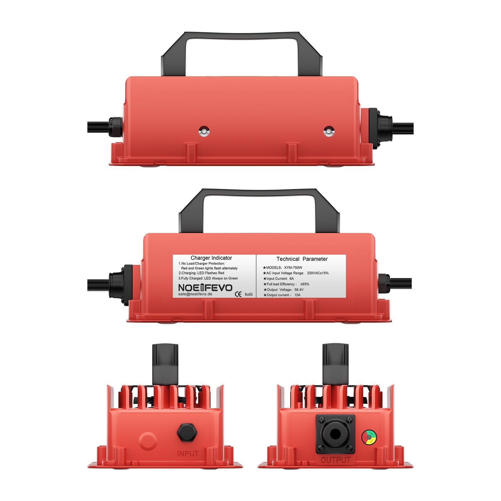 NOEIFEVO 58.4V 15A Wasserdicht LiFePO4 Akku-Ladegerät für 51.2V(48V) 16S LiFePO4 Akku