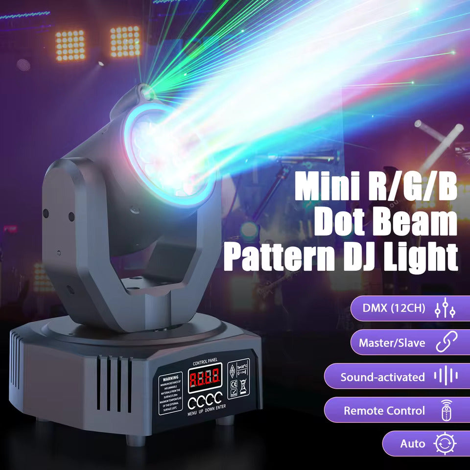 36W Partylicht, beweglicher Scheinwerfer mit Lichtstrahlmuster, RGB-Vollfarbe, DMX-Steuerung, Sprachsteuerungsmodus, Stroboskopeffekt, geeignet für DJs, Diskotheken, Familienfeiern und Weihnachten.