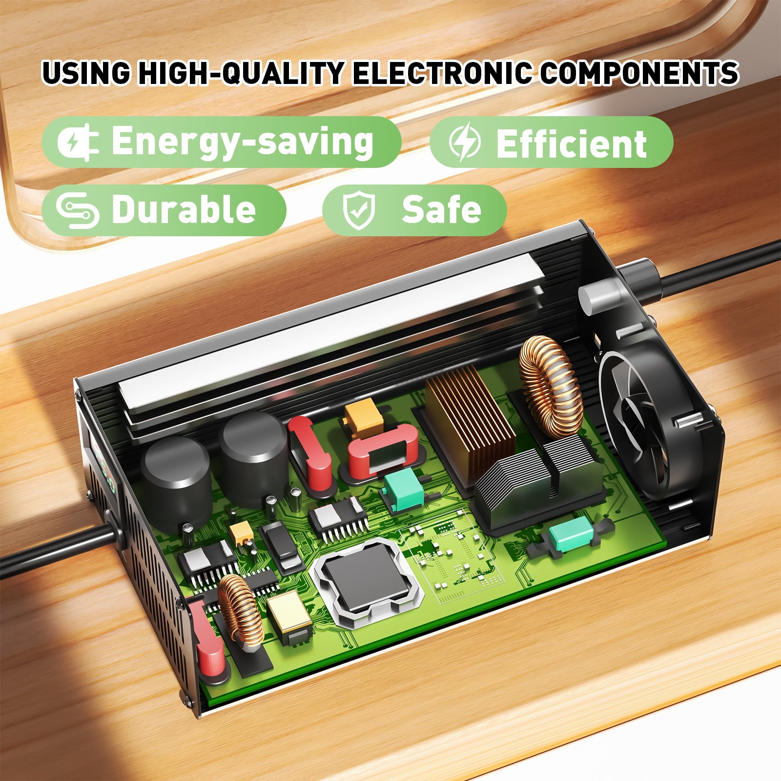 NOEIFEVO 60V 18S 15A Lithium-Batterieladegerät, Výstupní napětí 75,6 V, Nastavení proudu 1–15 A, Pomalé nabíjení a rychlé nabíjení (MLC1300)