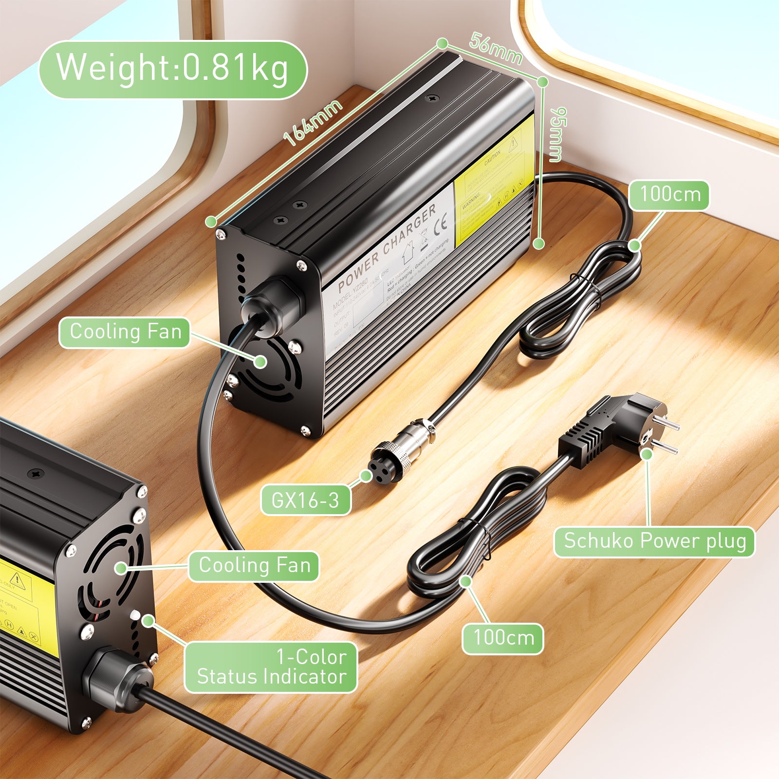 NOEIFEVO 67.2V 3A Carregador de bateria de lítio para bateria de 60V 59.2V 16S, carregador de motocicleta para dispositivo elétrico de scooter de e-bike.