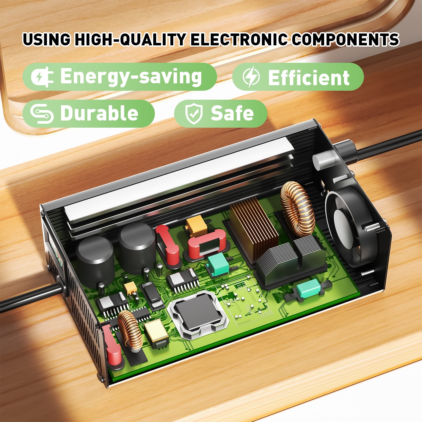 NOEIFEVO Caricabatterie per batterie al litio LiFePO4 da 43,8 V 20 A per batterie LiFePO4 12S da 38,4 V, display LCD, corrente regolabile, caricabatterie per carrelli da golf, motori fuoribordo, barche e camper