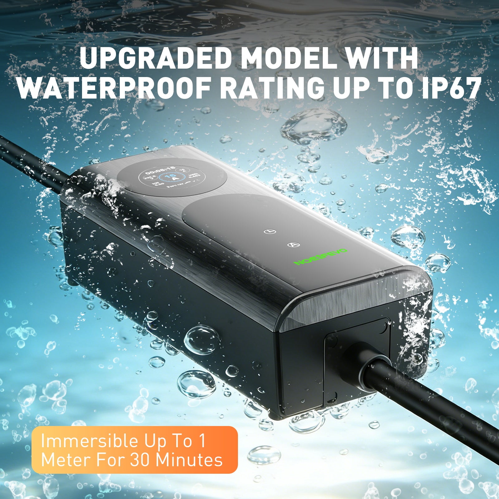 NOEIFEVO CY01 Type 2 Ladekabel Schuko 220V, 3,7kW Mobil Wallbox med APP, 6-16A 1-faset Ladekabel til Alle Elbiler (IEC 62196-2) & PHEVS