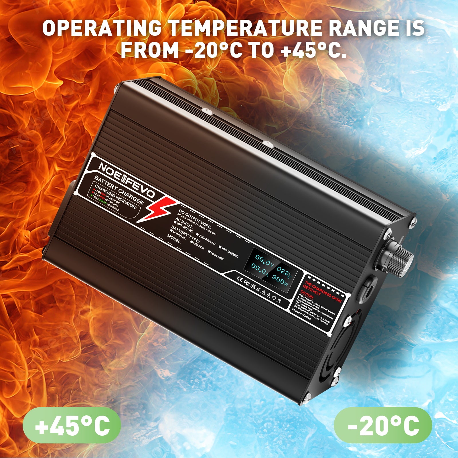 NOEIFEVO 29.2V 4A LiFePO4-batterijlader voor 8S 25.6V LiFePO4-batterij, met LCD-scherm, koelventilator, automatische uitschakeling