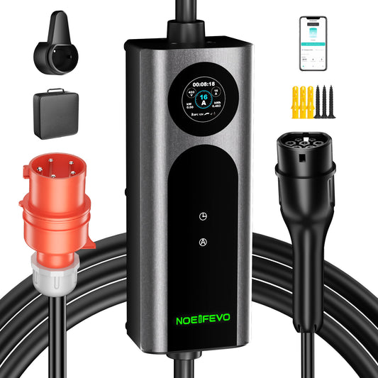 NOEIFEVO Q21W Wlan elbil Laddare mobil Wallbox 11kW med APP fjärrkontroll ,5m/10m Typ2 CEE16A 3-fas laddningskabel 