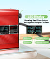 NOEIFEVO 32V 6A Lithium LiFePO4-batterijlader, laadspanning 36,5V, met ventilator, aluminium behuizing, LCD-scherm.