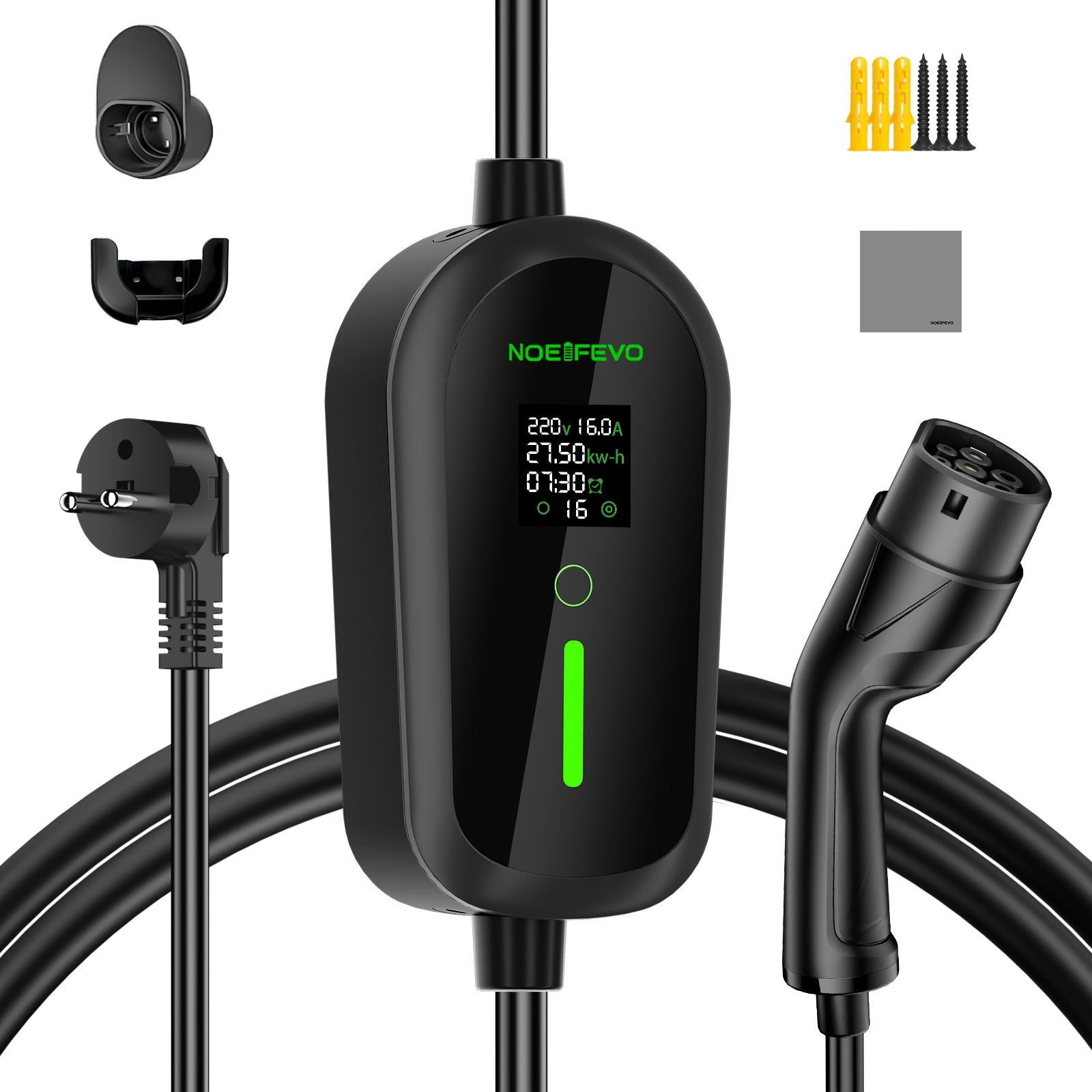 Noeifevo Portable Type 2/ Tyyppi 1 3.7KW 16A EV-laturi,5m / 10m/15m mobiili EV-latauskaapeli Schukolla