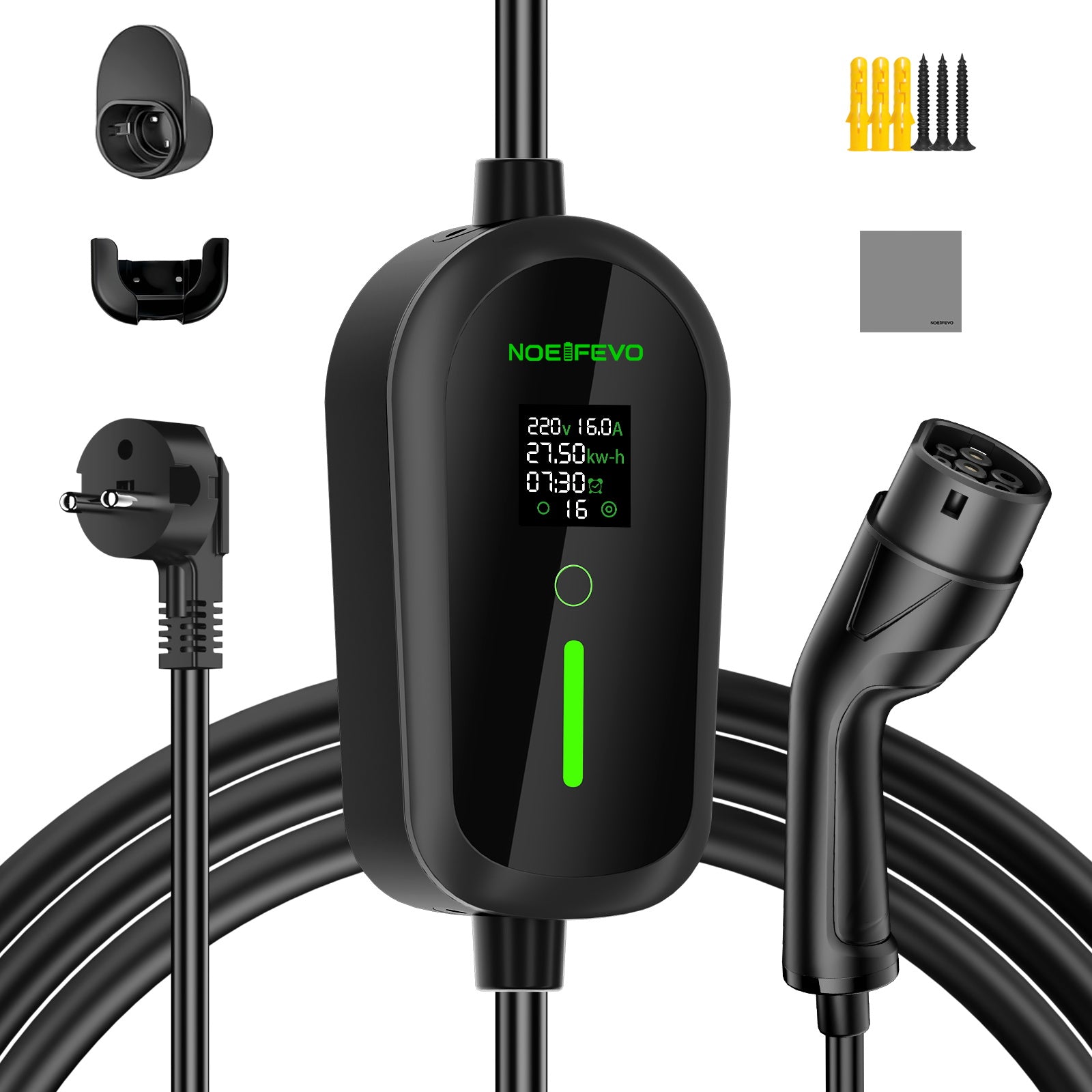 Noeifevo Portable Type 2/ Tyyppi 1 3.7KW 16A EV-laturi,5m / 10m/15m mobiili EV-latauskaapeli Schukolla
