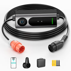 NOEIFEVO Mobilní wallbox 11kW s aplikací [5m/10m | 3fázová | 6–16 A], nabíjecí kabel pro elektromobily CEE-16A 400V na Typ 2 s nastavitelným nabíjecím výkonem, EV nabíječka pro ID.3/4/5/7, iX1, Model 3/Y a další BEV/PHEV