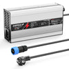 NOEIFEVO 46.2V 10A litiumbatterilader for 40.7V 11S batteri, automatisk avstenging, aluminiumskasse, med vifte (sølv)