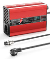 מטען ליתיום NOEIFEVO 37.8V 2A 3A 3.5A 4A עבור סוללות 9S 33.3V Li-Ion Lipo, מאוורר קירור, כיבוי אוטומטי (אדום)