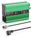 מטען ליתיום NOEIFEVO 33.6V2A 3A 4A 5A עבור סוללות 8S 29.6V Li-Ion Lipo, מאוורר קירור, כיבוי אוטומטי (ירוק).