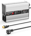 NOEIFEVO 50.4V 2A 2.5A 3A lithiumová nabíječka pro 12S 44.4V Li-Ion Lipo baterie, chladicí ventilátor, automatické vypnutí