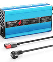 NOEIFEVO 42V 10A 10S Lithium-Batterieladegerät, für 10S 37V Li-Ion Batterie, automatische Abschaltung, Aluminiumgehäuse, mit Lüfter(blau)