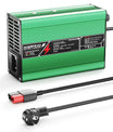 מטעין ליתיום NOEIFEVO 50.4V 2A 2.5A 3A עבור סוללות 12S 44.4V Li-Ion Lipo, מאוורר קירור, כיבוי אוטומטי (ירוק)