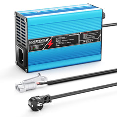 Cargador de batería LiFePO4 NOEIFEVO 36.5V 2A 3A 3.5A 4A  para batería LiFePO4 10S 32V, apagado automático (AZUL)
