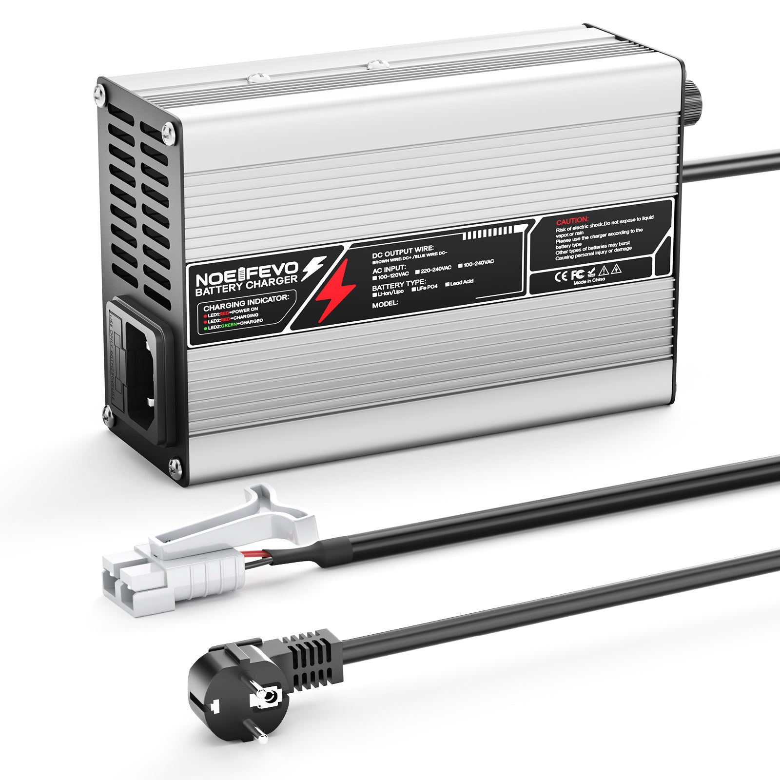 NOEIFEVO 36.5V 2A 3A 3.5A 4A LiFePO4 Batterie-Ladegerät für 10S 32V LiFePO4 Batterie,  automatischer Abschaltung