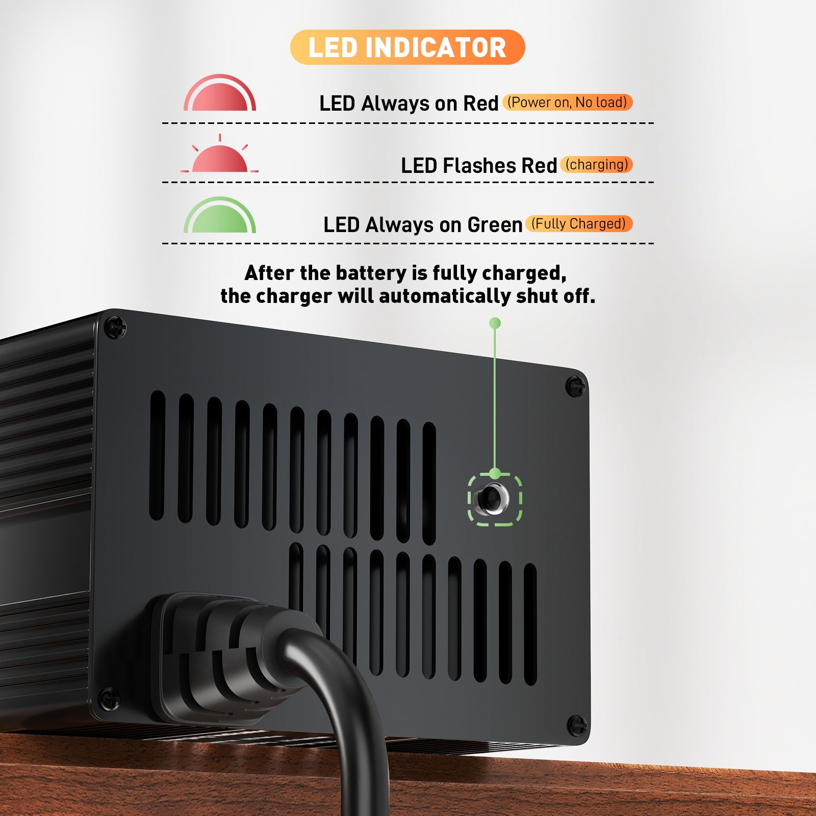 Noeifevo 14,6V 20A LiFePO4 Nabíječka baterií  pro lithiovou baterii 12V 12,8V LiFePO4, 0V BMS Activate, Automatické vypnutí, Kryt z hliníkové slitiny