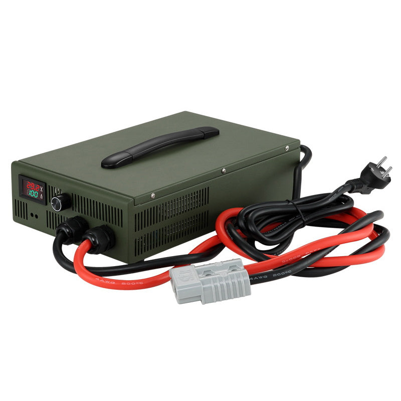 מטען סוללות NOEIFEVO 24V 10A-100A Lithium LiFePO4, מתח טעינה 29.2V, תצוגת LCD, מתכוונן זרם, מאוורר