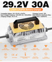Noeifevo 29,2V 30A LiFePO4 nabíjačka batérií pre 24V 25,6V lítiovú batériu, vodotesná, 0V BMS aktivácia, automatické vypnutie