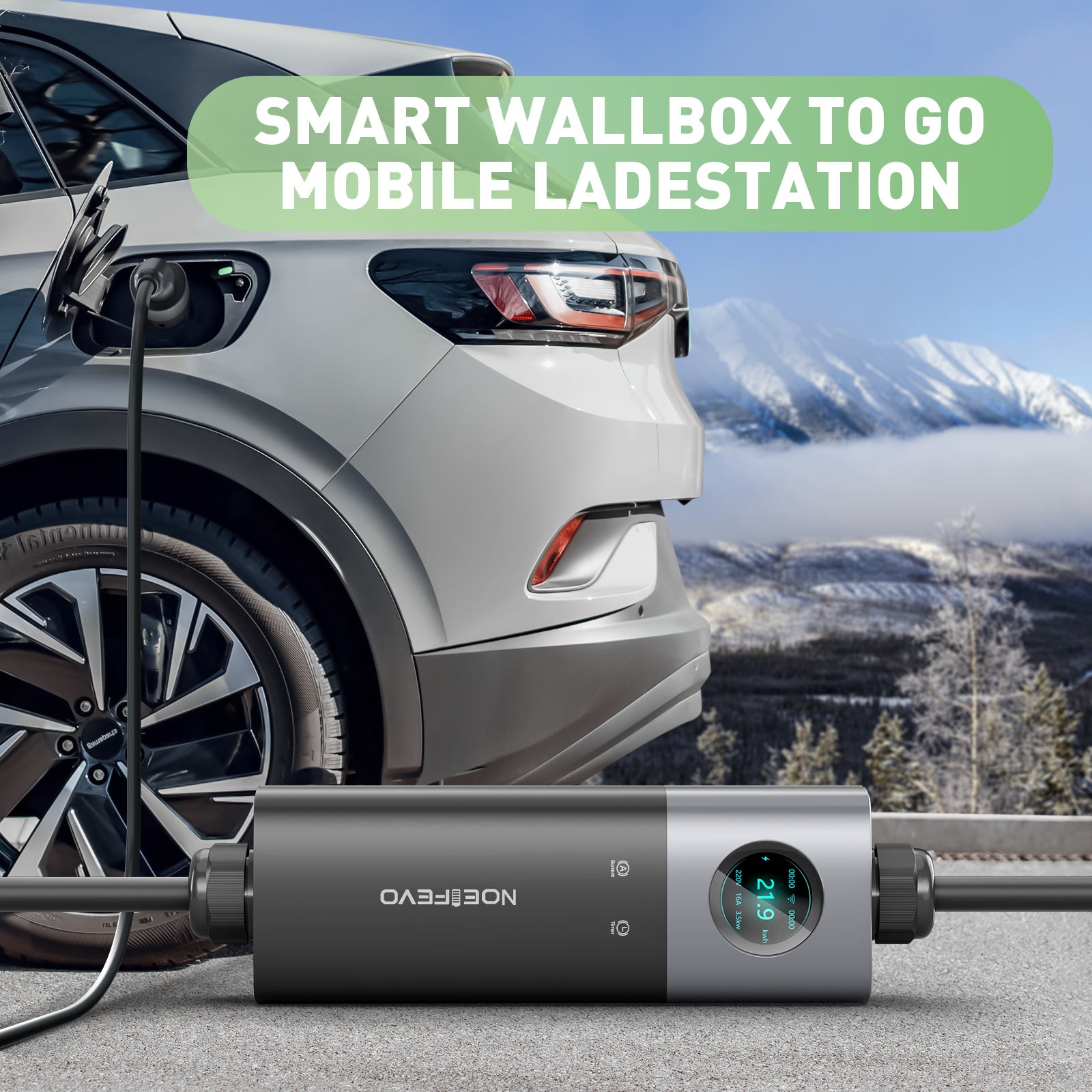 NOEIFEVO Q21W Wlan nabíjačka elektromobilov Wallbox 11kW s diaľkovým ovládaním APP, 5m/10m Type2 CEE16A 3-fázový nabíjací kábel 