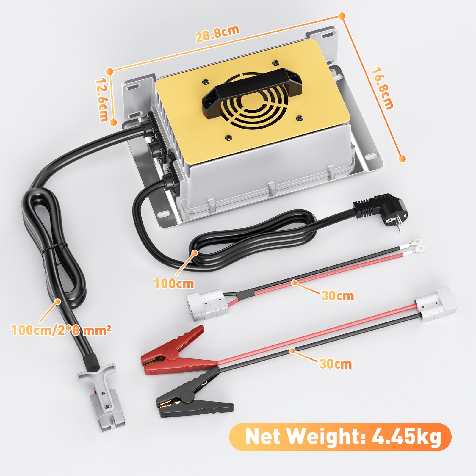 NOEIFEVO 29,2V 50A snabbladdare för 24V 25,6V Litium LiFePO4-batteri, vattentätt, 0V BMS Aktivera