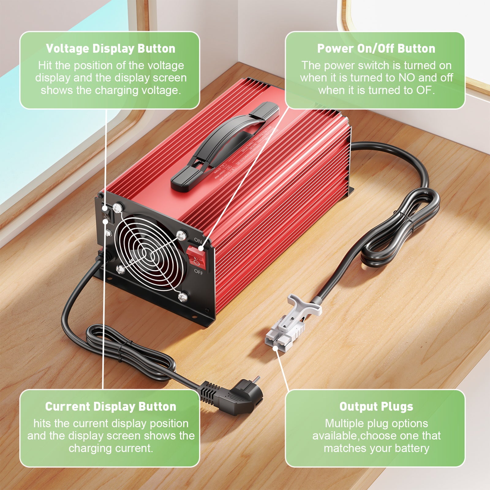 NOEIFEVO 67.2V 25A Lithium-batterioplader til 59.2V (60V) 16S Lithium-Li-ion-Lipo-batteri, LCD-display, justerbar strøm, oplader til el-cykel, scooter, elektrisk motorcykel
