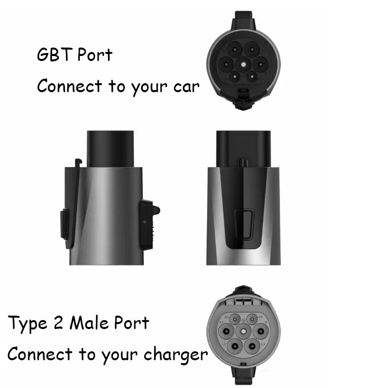 Type2 till GB/T EV Adapter 22KW 32A För Type2 EV-laddare för kinesiska elfordon