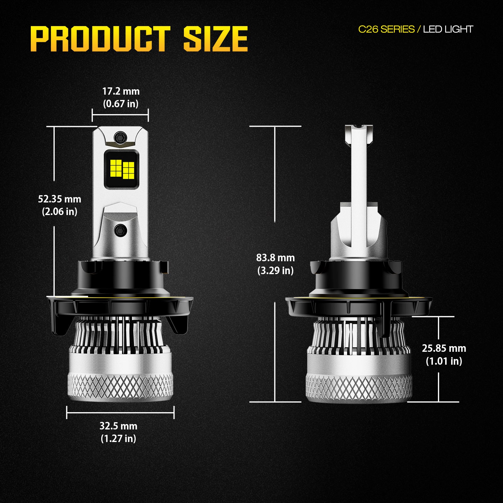 NOEIFEVO H13 Lâmpada de Farol para Carro, 40.000 Lúmens, 200W, 6500K Branco, IP68 À Prova d'Água, 100.000 Horas de Vida Útil, Farol Baixo e Alto