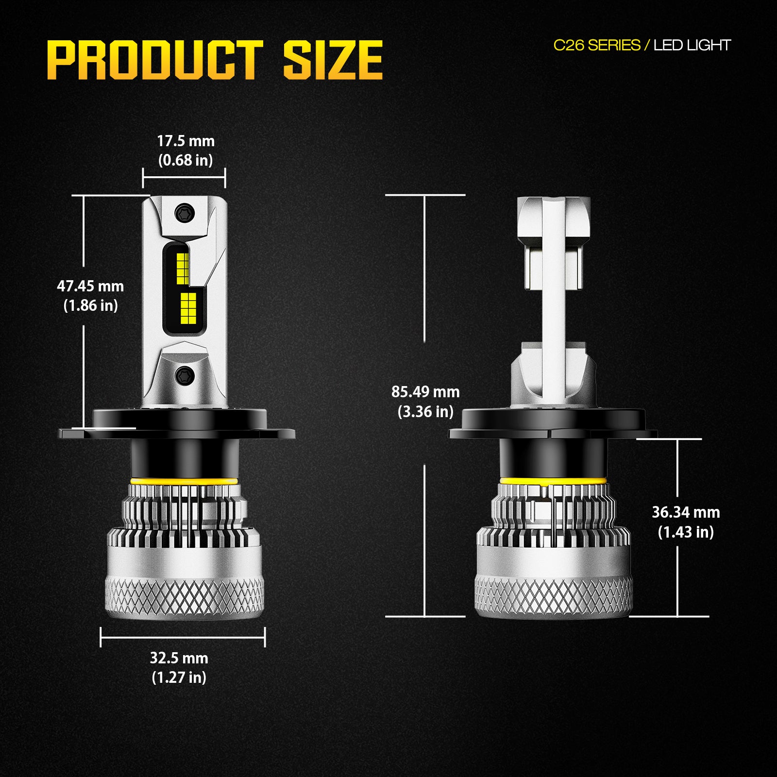 NOEIFEVO H4 Auto Svetlomet, 40 000 Lumen, 200 W, 6500K Biela, IP68 Vodotesné, 100 000 Hodín Životnosť, Stretnutie a Diaľkové svetlo