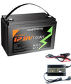 NOEIFEVO 12.8V 100Ah LiFePO4 Lithium Battery, 1280Wh Lithium Battery with 100A BMS, 4000+ charge cycles, with 14.6V 20A charger, perfect as power source for motorhome, boat.