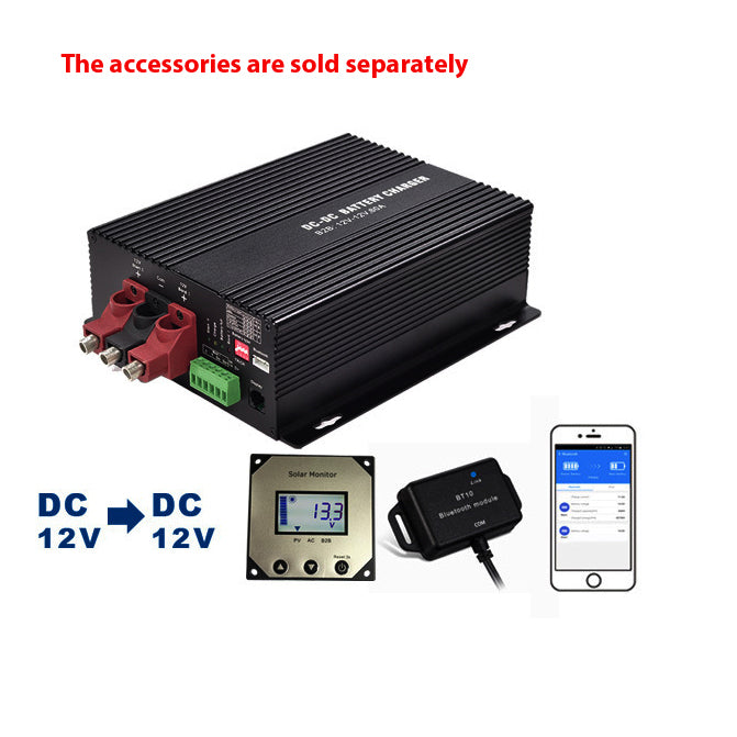 NOEIFEVO 12V 60A DC-DC-akkulaturin tehostin matkailuautoihin, matkailuautoihin ja veneisiin, LiFePO4-litiumlyijyhappo-AGM-geeliakuille, tukee Bluetoothia