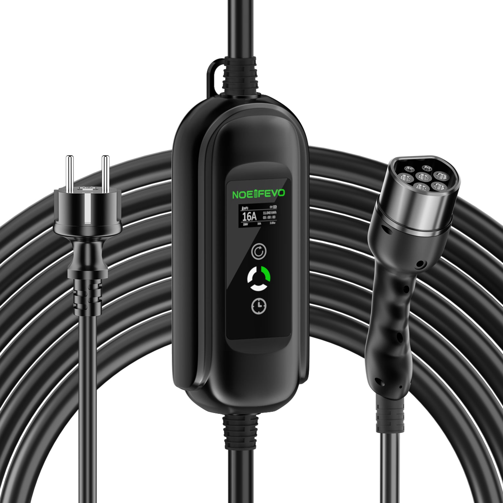 Noeifevo Portable Type 2 3.7KW 16A EV Charger, Type 1 Mobile EV Charging Cable with Schuko, 5m/10m