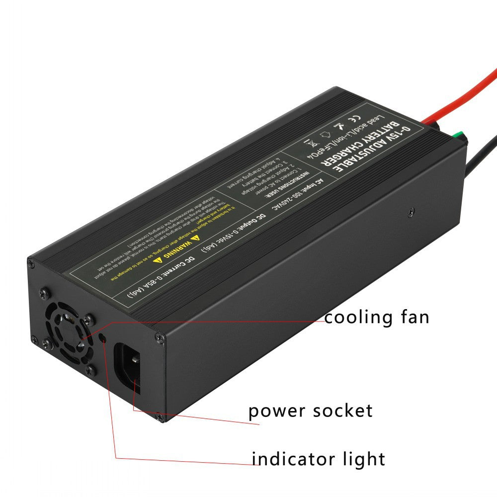 NOEIFEVO Batteriladdare med justerbart spännings- och strömområde 0-15V 1-60A/85A, kompatibel med 3.7V, 6V, 12V litium, LiFePO4 och blybatterier