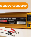 Inverter 12V till 220V Pure Sine Wave 1600W 2200W 3000W Power Inverter EU Laddningsuttag med LED-skärm