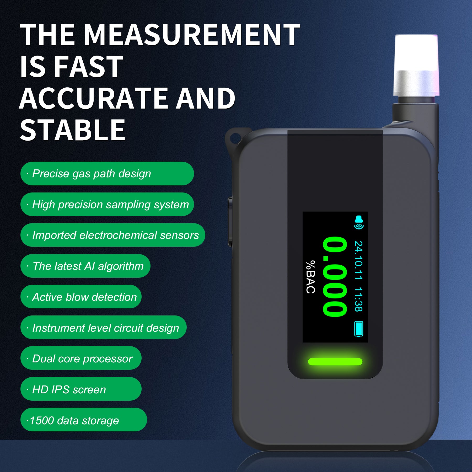 NOEIFEVO D1000 Alkoholtester mit hochpräzisem Brennstoffzellen-Sensor, Promilletester, klappbare Düse, LED-Anzeige, vielseitig verwendbarer Alkohol-Detektor