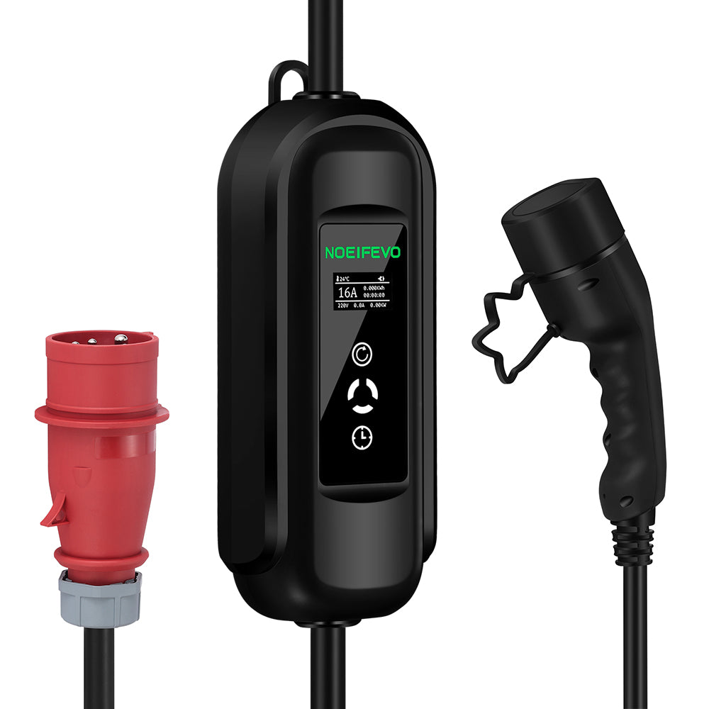 Cabo de carregamento de veículos eléctricos Noeifevo Type2, carregador de veículos eléctricos móveis 11KW 16A CEE 5m/10m/15m , protecção RCD DC6mA