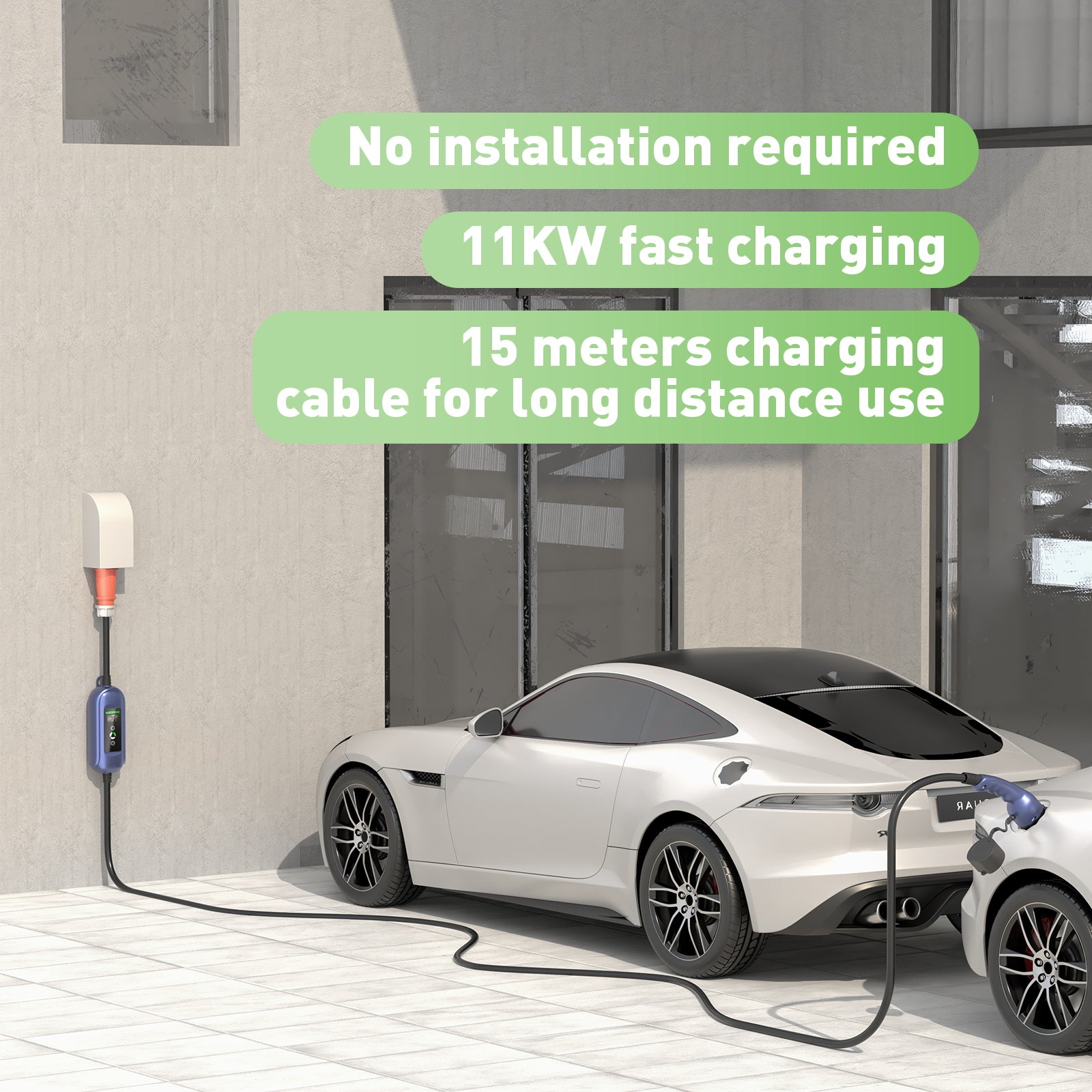 Noeifevo bilbatteriladdare för alla fordon av typ 2, 11KW CEE16A 5M/10M/15M snabbladdningskabel