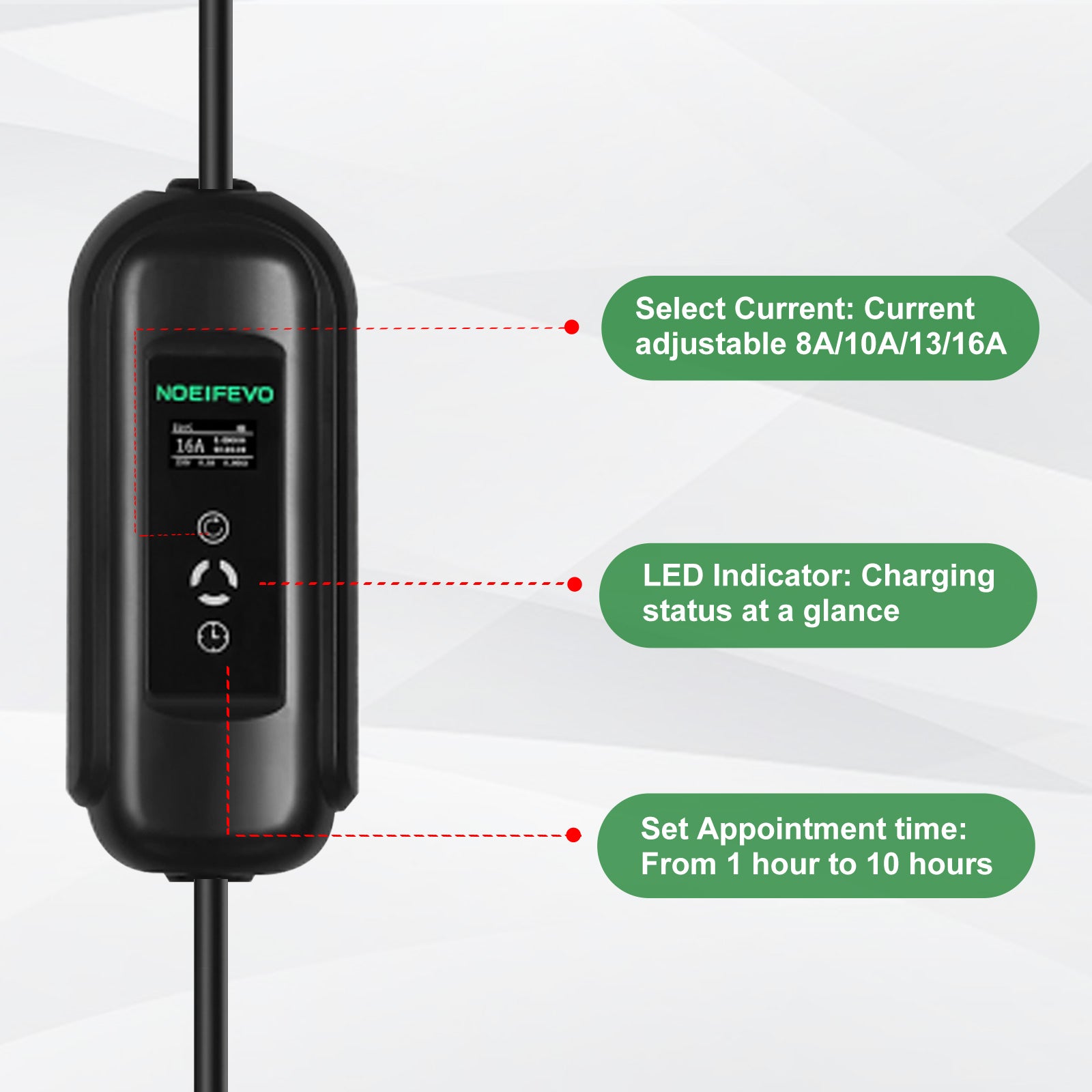 Noeifevo Tragbares Typ1 3.6KW 16A EV-Ladegerät, 5m/10m mobiles EV-Ladekabel mit Schuko